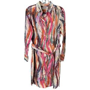 Hinson Wu Kathleen Long Sleeve Brushstroke Print Dress Women's S Multicolor